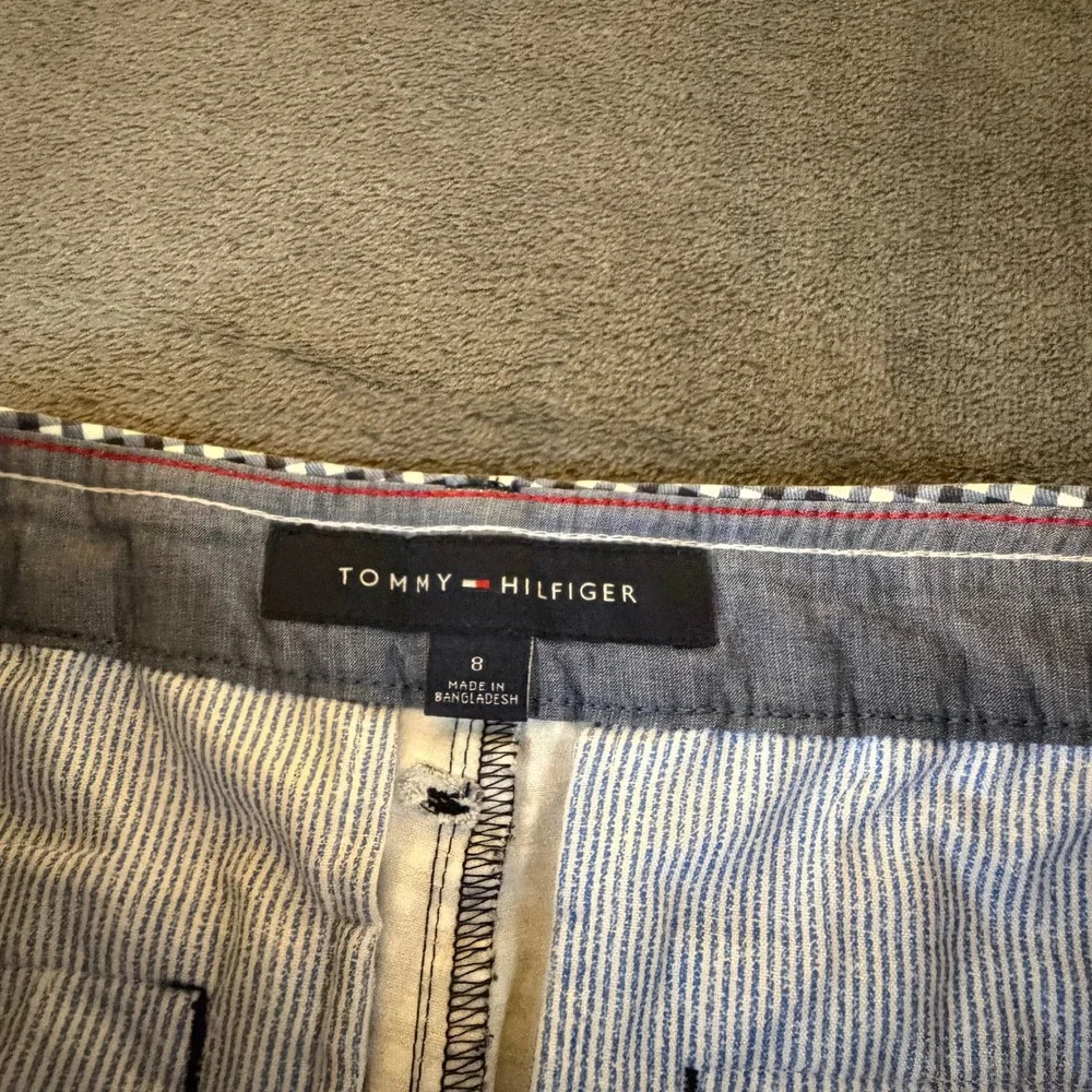 Tommy Hilfiger Gingham Plaid Shorts Blue White Casual Stretch Women Size 8 32x9